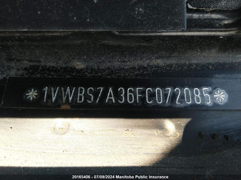2015 Volkswagen Passat 1.8 Tsi VIN: 1VWBS7A36FC072085 Lot: 20165406