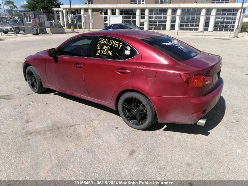 2006 Lexus Is 250 VIN: JTHCK262365003416 Lot: 20165459