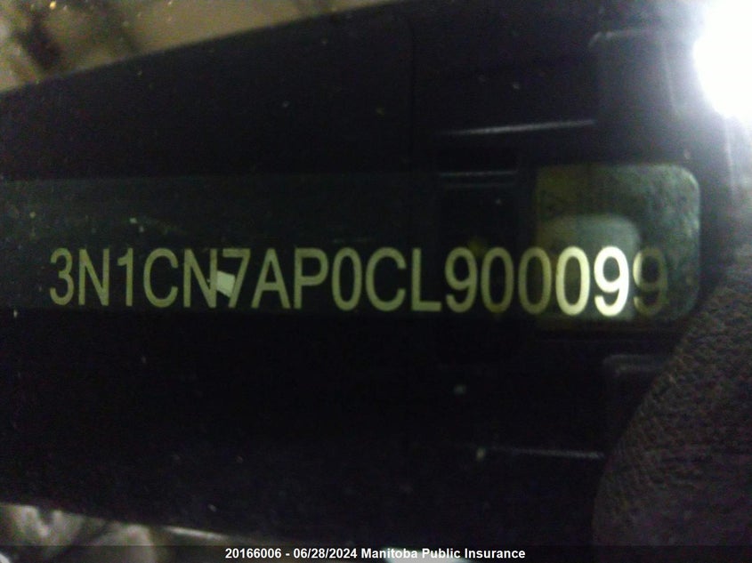 2012 Nissan Versa 1.6 Sv VIN: 3N1CN7AP0CL900099 Lot: 20166006