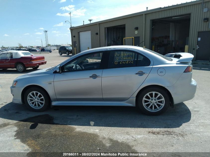 2012 Mitsubishi Lancer Se VIN: JA32U2FU1CU601822 Lot: 20166011