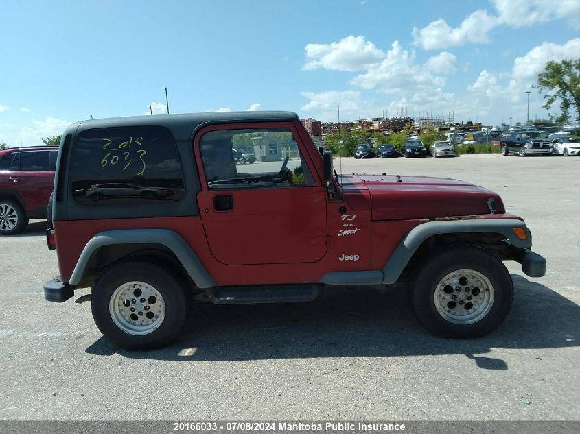1998 Jeep Tj Sport VIN: 1J4FY19S9WP797291 Lot: 20166033