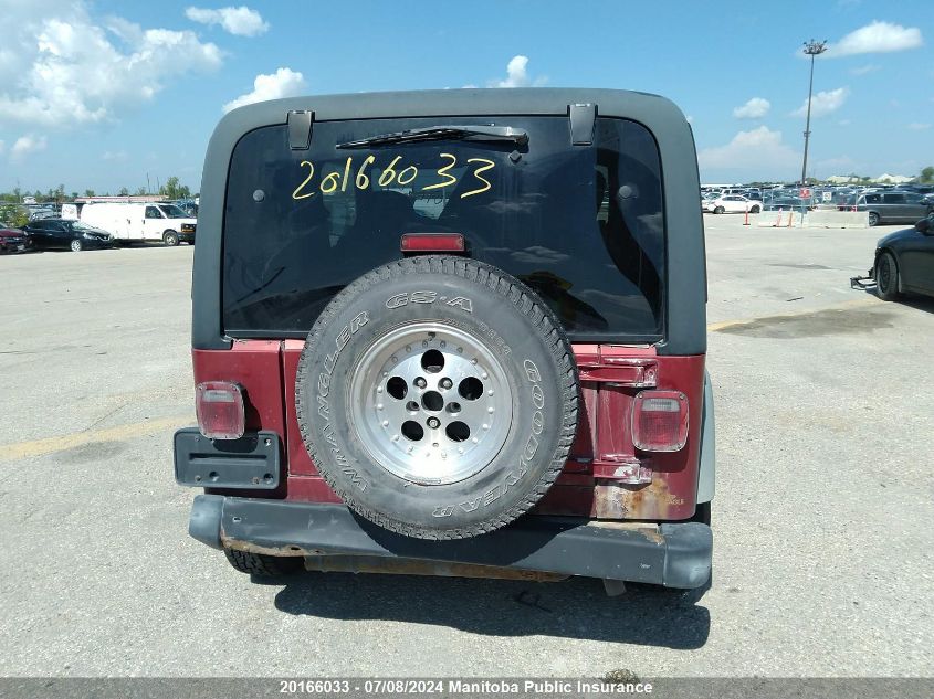 1998 Jeep Tj Sport VIN: 1J4FY19S9WP797291 Lot: 20166033