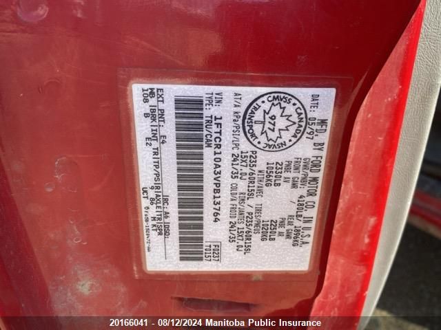 1997 Ford Ranger VIN: 1FTCR10A3VPB13764 Lot: 20166041