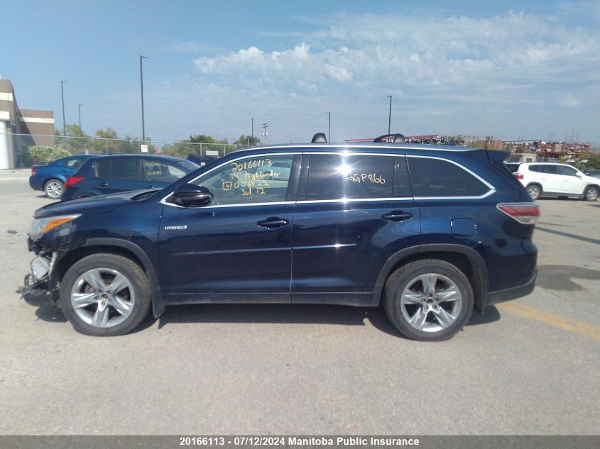 2014 Toyota Highlander Hybrid Limited VIN: 5TDDCRFH1ES006422 Lot: 20166113