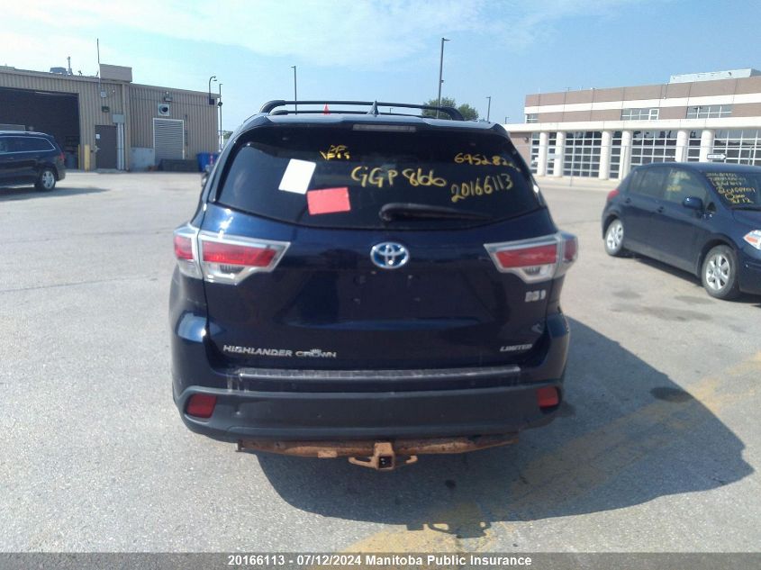 2014 Toyota Highlander Hybrid Limited VIN: 5TDDCRFH1ES006422 Lot: 20166113