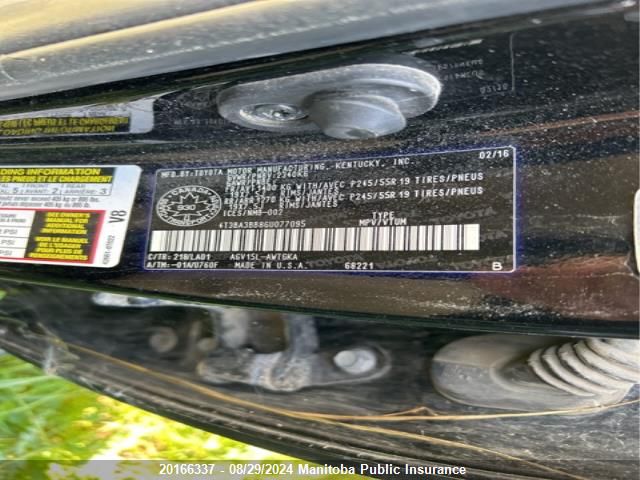 2016 Toyota Venza VIN: 4T3BA3BB8GU077095 Lot: 20166337