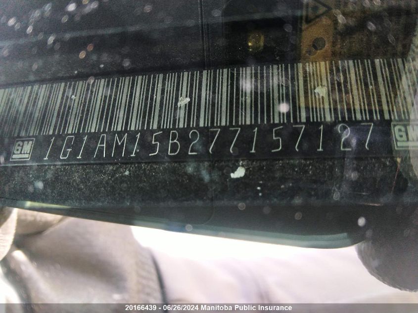 2007 Chevrolet Cobalt Ss VIN: 1G1AM15B277157127 Lot: 20166439