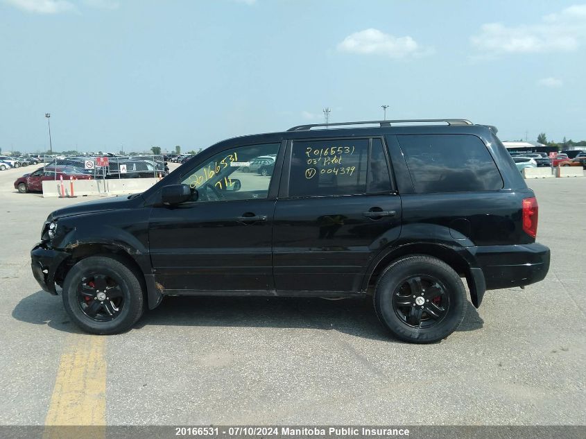 2003 Honda Pilot Ex VIN: 2HKYF18413H004399 Lot: 20166531