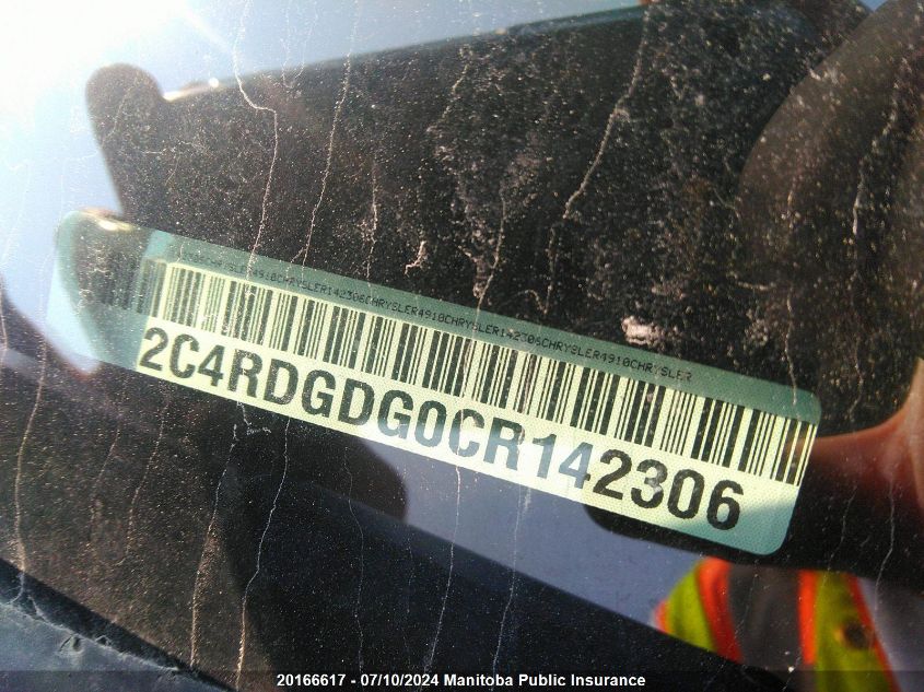 2012 Dodge Grand Caravan Se VIN: 2C4RDGDG0CR142306 Lot: 20166617