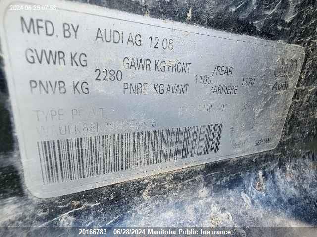 2009 Audi A4 3.2 Quattro VIN: WAULK68K29N048578 Lot: 20166783