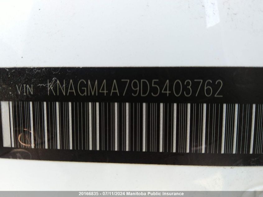 2013 Kia Optima Lx VIN: KNAGM4A79D5403762 Lot: 20166835