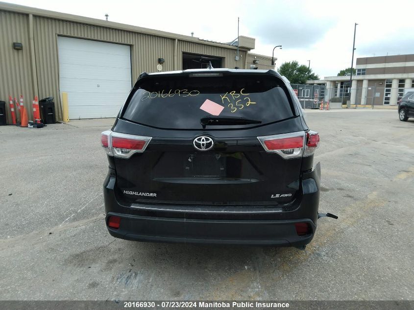 2016 Toyota Highlander Le V6 VIN: 5TDBKRFH4GS317386 Lot: 20166930