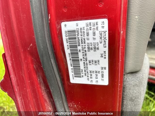 2004 Chrysler Town & Country Limited VIN: 2C8GP64L04R509596 Lot: 20166952