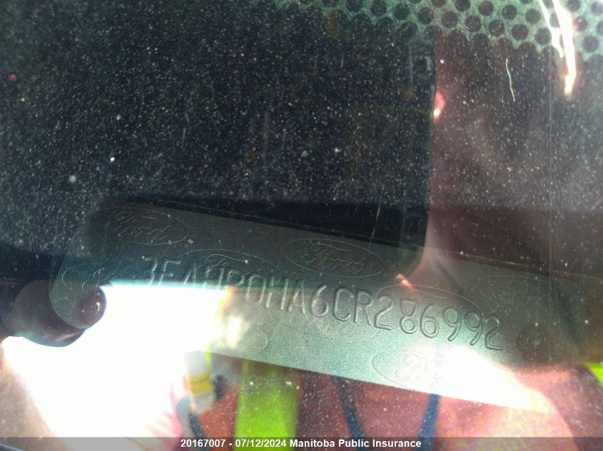 2012 Ford Fusion Se VIN: 3FAHP0HA6CR286992 Lot: 20167007