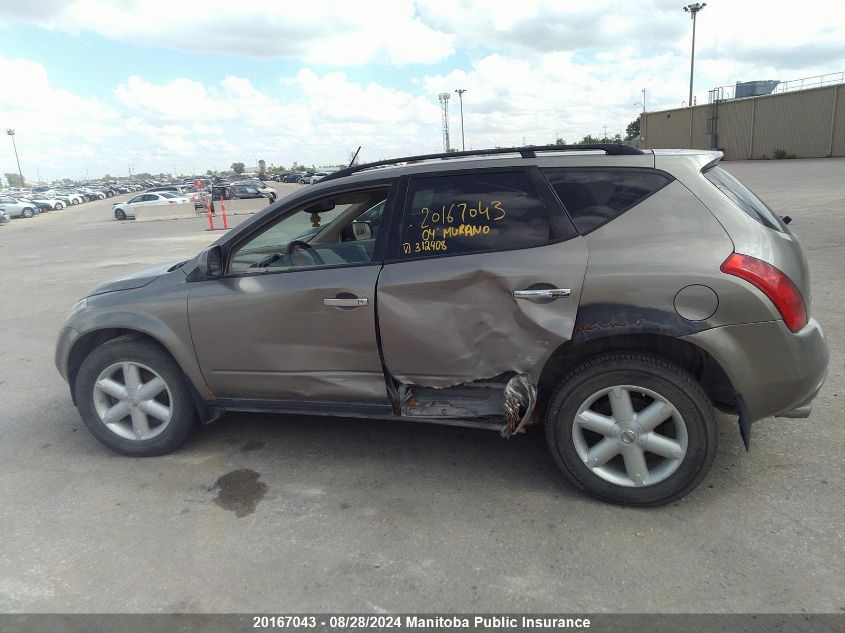 2004 Nissan Murano Se VIN: JN8AZ08W94W312408 Lot: 20167043