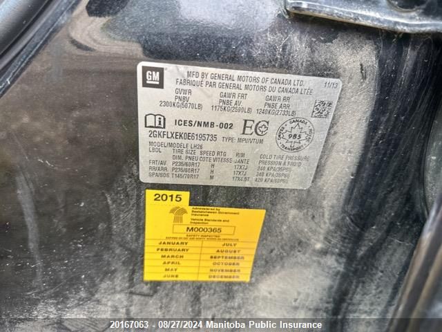 2014 GMC Terrain Slt VIN: 2GKFLXEK0E6195735 Lot: 20167063