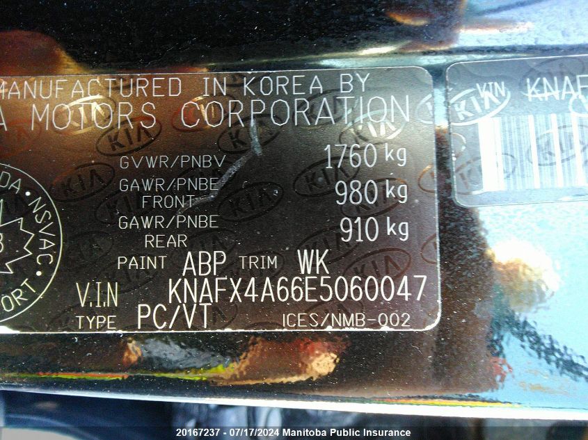 2014 Kia Forte Lx VIN: KNAFX4A66E5060047 Lot: 20167237