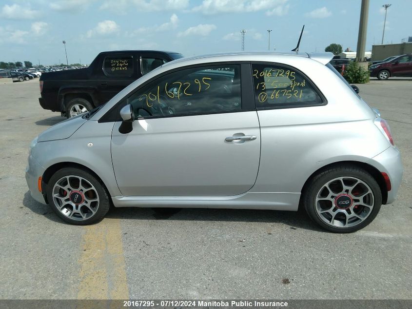 2013 Fiat 500 Sport VIN: 3C3CFFBR8DT667521 Lot: 20167295
