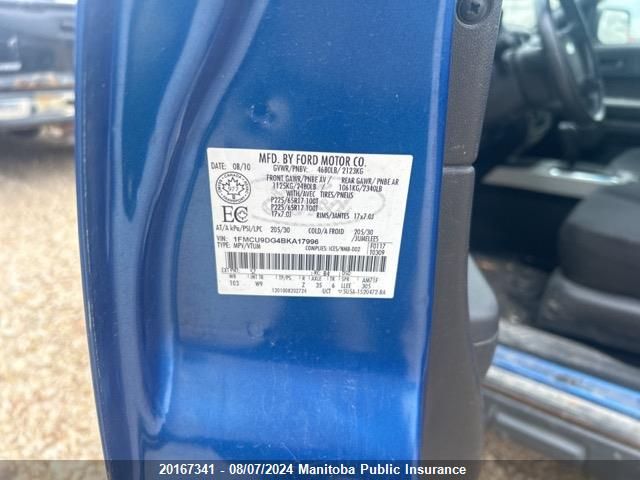 2011 Ford Escape Xlt V6 VIN: 1FMCU9DG4BKA17996 Lot: 20167341