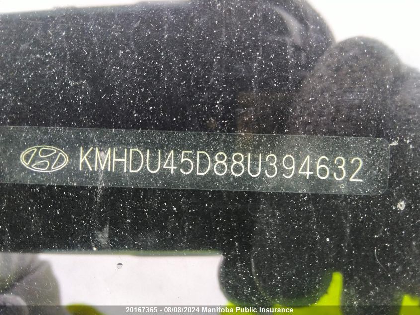 2008 Hyundai Elantra Gl VIN: KMHDU45D88U394632 Lot: 20167365
