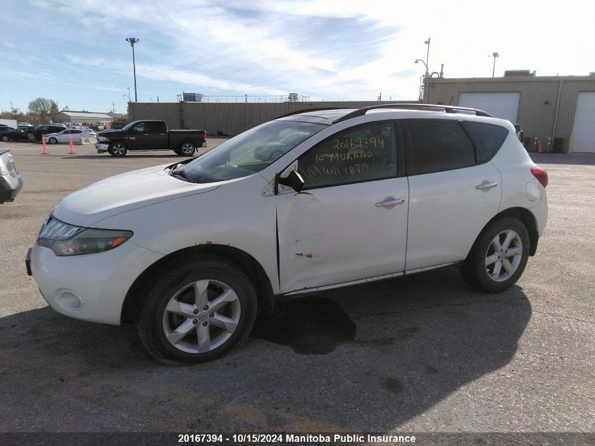 2010 Nissan Murano Sl VIN: JN8AZ1MW5AW114870 Lot: 20167394