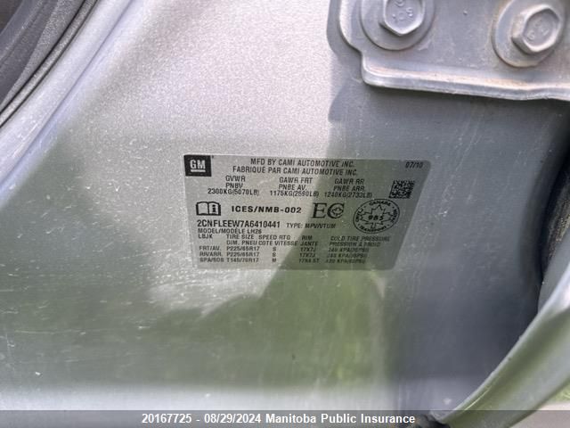 2010 Chevrolet Equinox Lt VIN: 2CNFLEEW7A6410441 Lot: 20167725