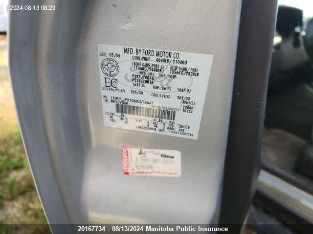 2006 Ford Escape Xlt V6 VIN: 1FMYU93106KA15641 Lot: 20167734