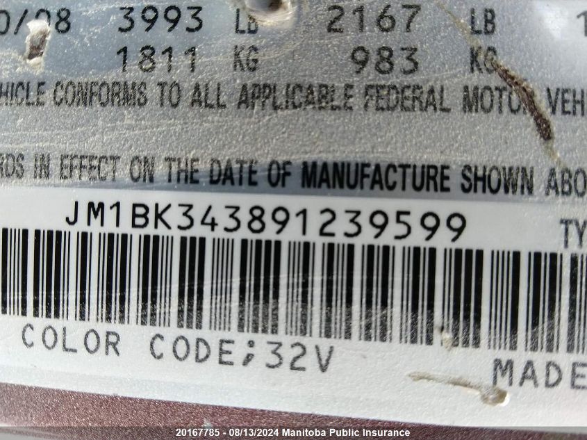 2009 Mazda Mazda3 Sport Gt VIN: JM1BK343891239599 Lot: 20167785