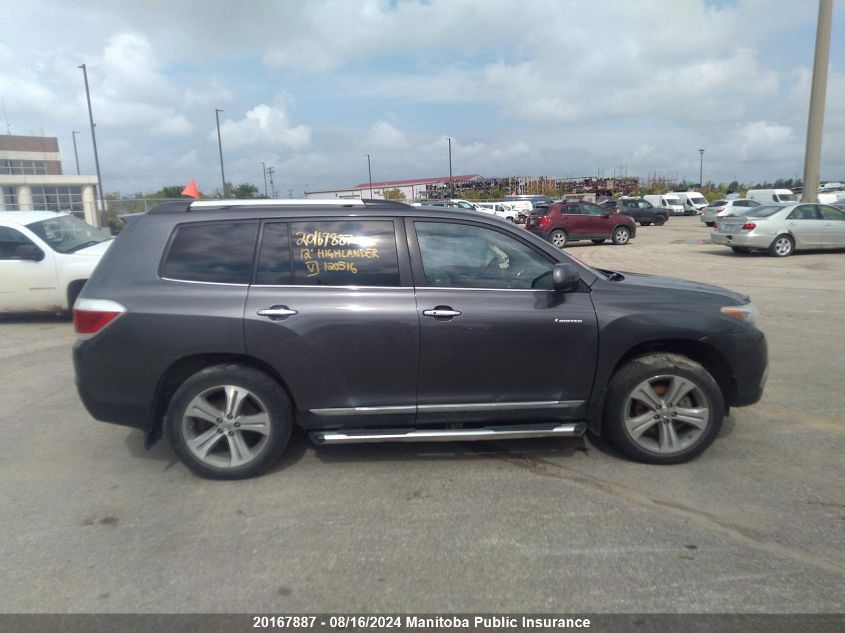 2012 Toyota Highlander Limited V6 VIN: 5TDDK3EH1CS120516 Lot: 20167887