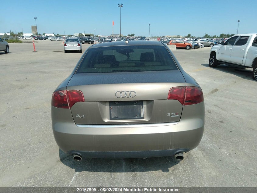 2006 Audi A4 2.0T Quattro VIN: WAUDF78E86A106043 Lot: 20167905