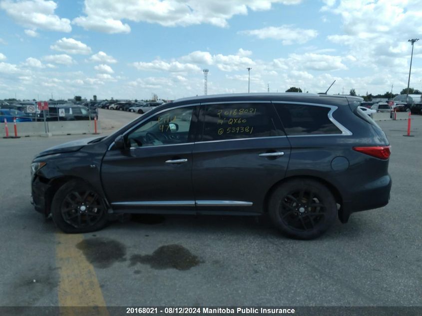 2014 Infiniti Qx60 VIN: 5N1AL0MMXEC539381 Lot: 20168021