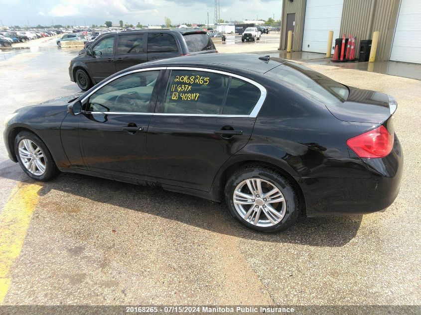 2011 Infiniti G37X VIN: JN1CV6AR3BM408117 Lot: 20168265