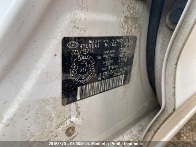 2017 Hyundai Elantra Se VIN: KMHD84LF2HU375423 Lot: 20168370