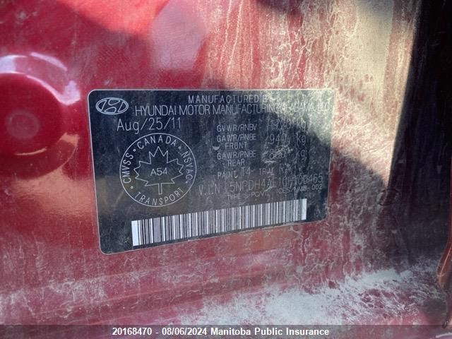 2012 Hyundai Elantra Gl VIN: 5NPDH4AE1CH100465 Lot: 20168470