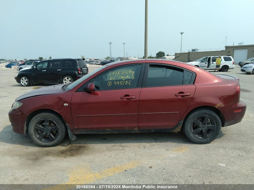 2006 Mazda Mazda3 Gs VIN: JM1BK12F961495182 Lot: 20168594