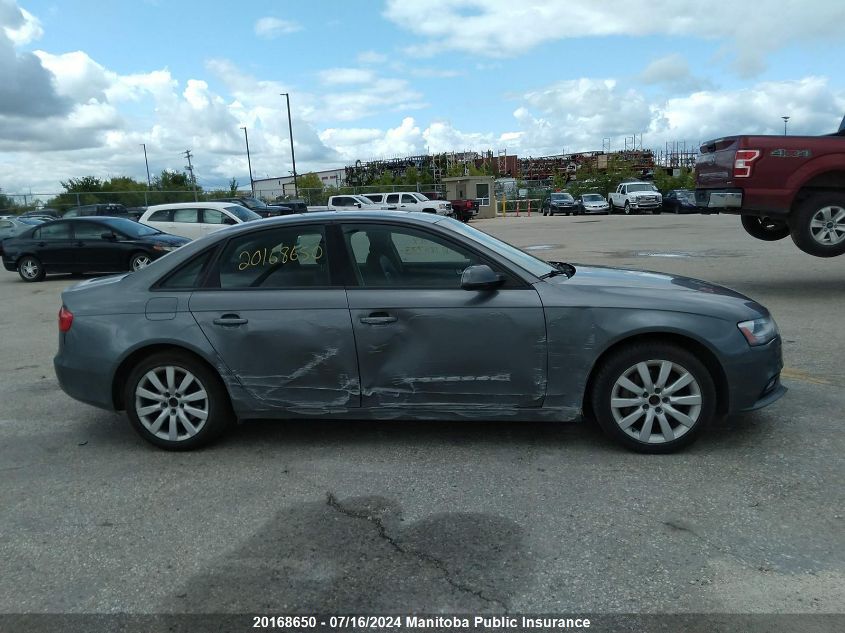 2013 Audi A4 2.0T Quattro VIN: WAUBFCFLXDA180773 Lot: 20168650