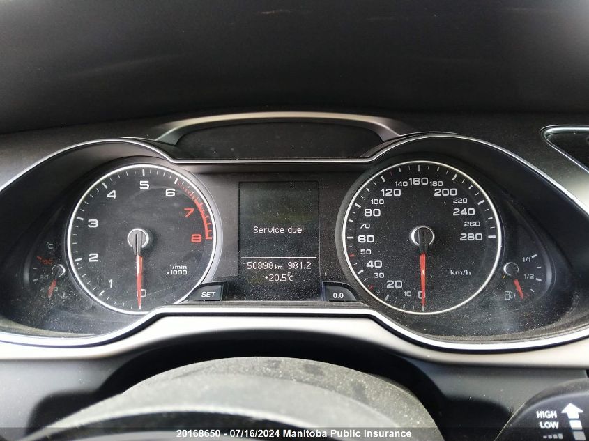 2013 Audi A4 2.0T Quattro VIN: WAUBFCFLXDA180773 Lot: 20168650