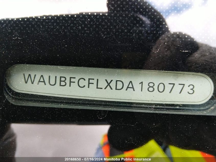 2013 Audi A4 2.0T Quattro VIN: WAUBFCFLXDA180773 Lot: 20168650