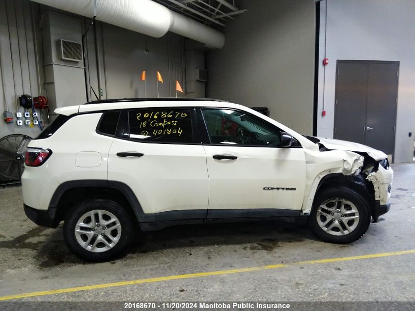 2018 Jeep Compass Sport VIN: 3C4NJDAB7JT401804 Lot: 20168670