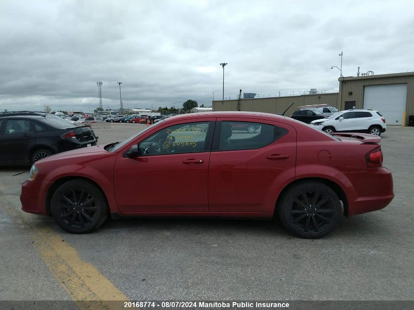 2013 Dodge Avenger Se VIN: 1C3CDZAB1DN645825 Lot: 20168774