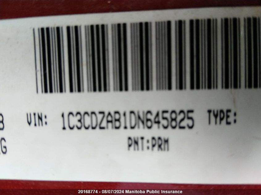 2013 Dodge Avenger Se VIN: 1C3CDZAB1DN645825 Lot: 20168774