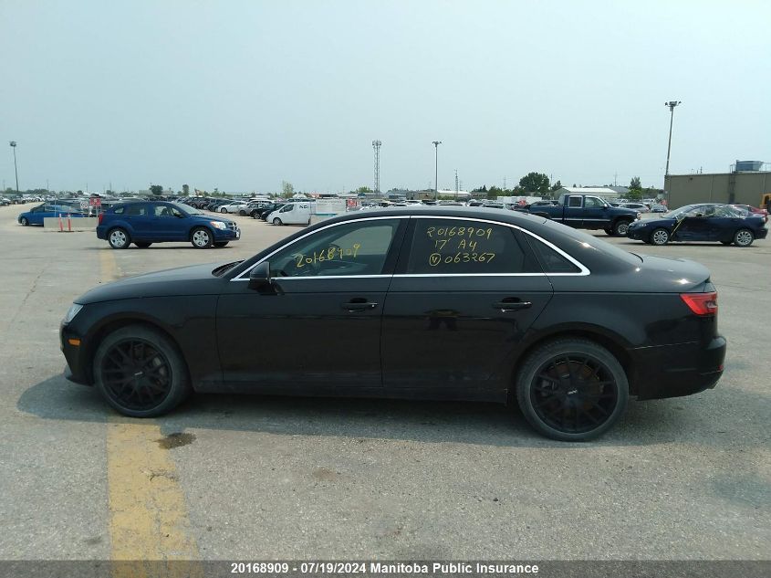 2017 Audi A4 2.0T Quattro VIN: WAUBNAF44HN063267 Lot: 20168909