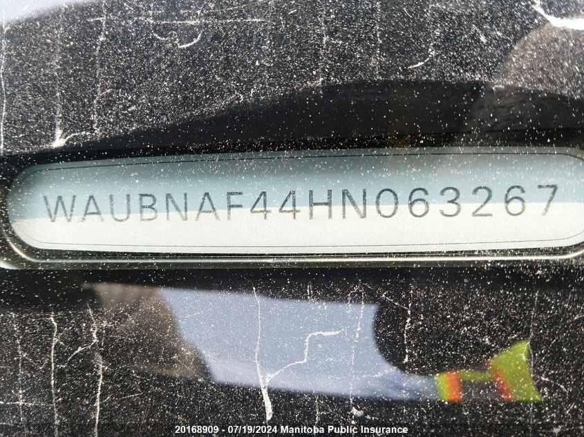 2017 Audi A4 2.0T Quattro VIN: WAUBNAF44HN063267 Lot: 20168909