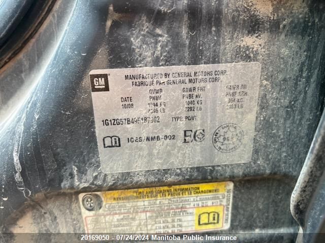 2009 Chevrolet Malibu Ls VIN: 1G1ZG57B49F187902 Lot: 20169050