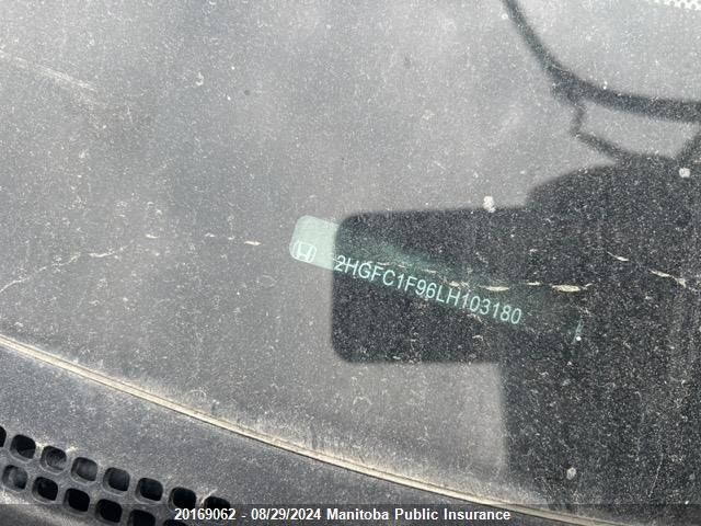 2020 Honda Civic Touring VIN: 2HGFC1F96LH103180 Lot: 20169062