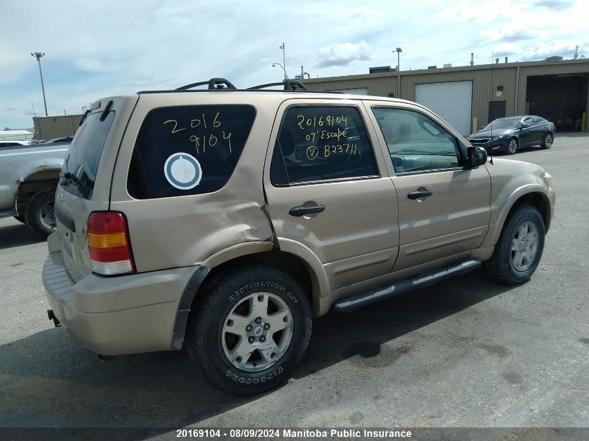 2007 Ford Escape Xlt V6 VIN: 1FMYU93177KB23711 Lot: 20169104