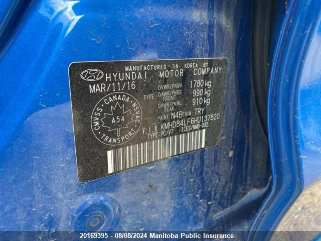 2017 Hyundai Elantra Limited VIN: KMHD84LF6HU137820 Lot: 20169395