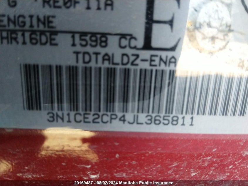 2018 Nissan Versa Note Sv VIN: 3N1CE2CP4JL365811 Lot: 20169487