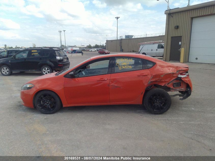 2015 Dodge Dart Sxt VIN: 1C3CDFBB5FD368716 Lot: 20169531