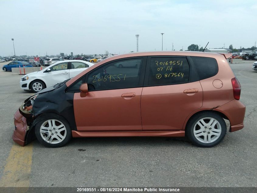 2007 Honda Fit Sport VIN: JHMGD37647S817564 Lot: 20169551